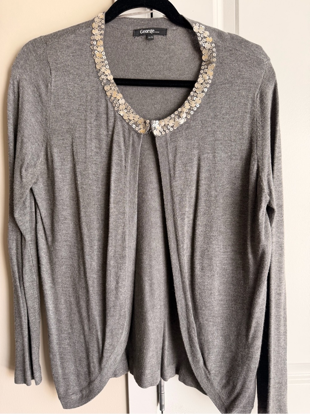 George Gray Sequin-Trim Open Cardigan